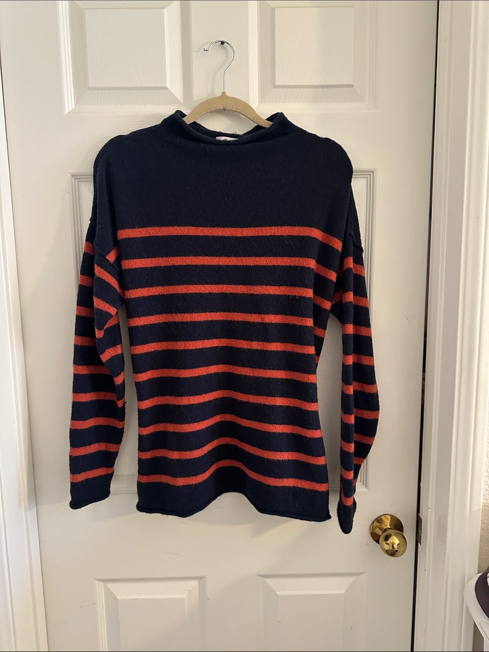 Madewell Navy and Red Striped Knit Sweater